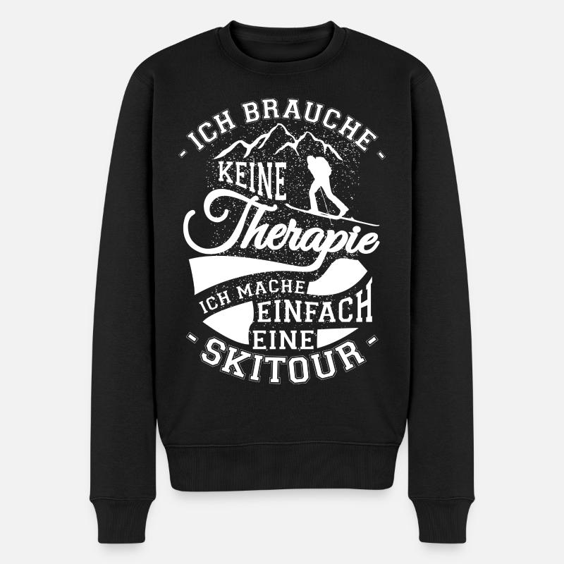 Skitour - die beste Therapie - Männer Premium Bio Pullover - Schwarz