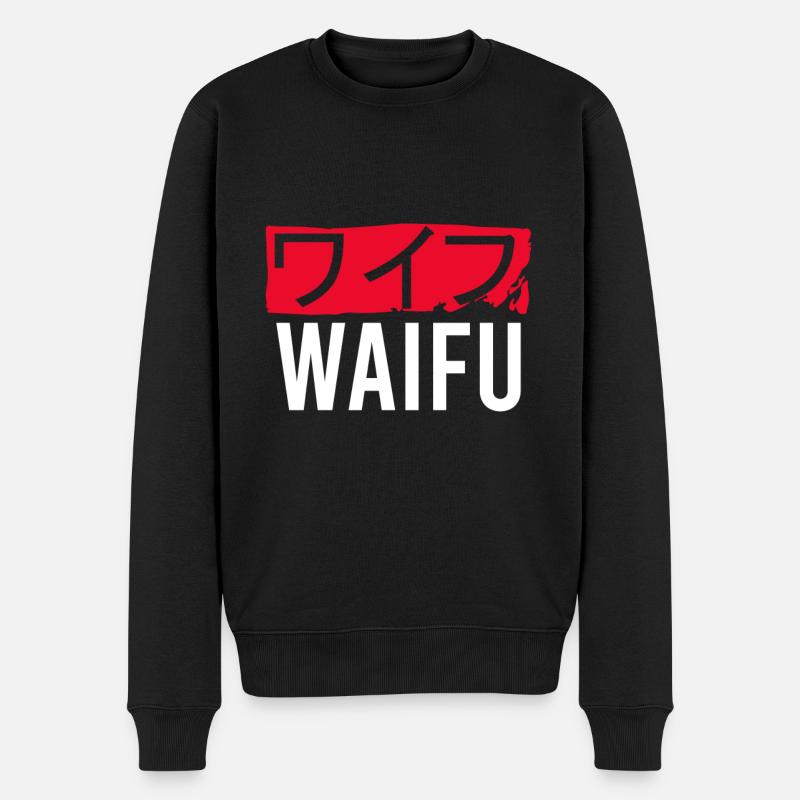 Waifu - Männer Premium Bio Pullover - Schwarz