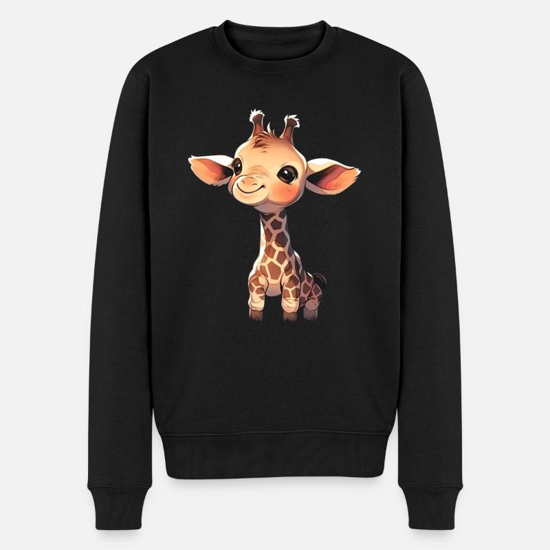 Giraffe - Männer Premium Bio Pullover - Schwarz