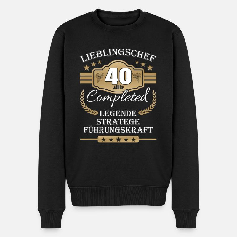 40 Jahre Jubiläum Chef - Männer Premium Bio Pullover - Schwarz