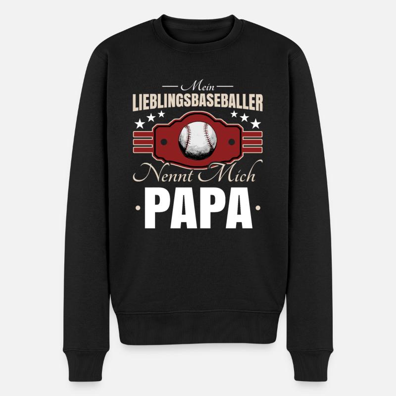 Baseball Papa - Männer Premium Bio Pullover - Schwarz