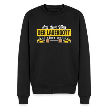 Aus dem Weg Der Lagergott fährt ein - Männer Premium Bio Pullover - Schwarz - Vorne - Nico (187cm)