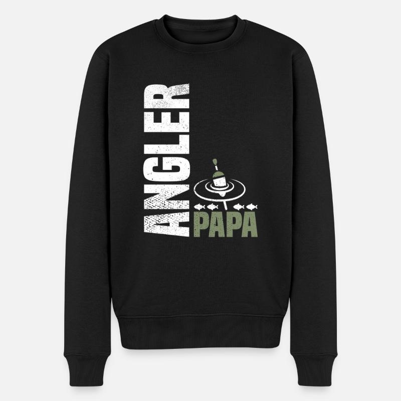 Angelnder Papa - Männer Premium Bio Pullover - Schwarz