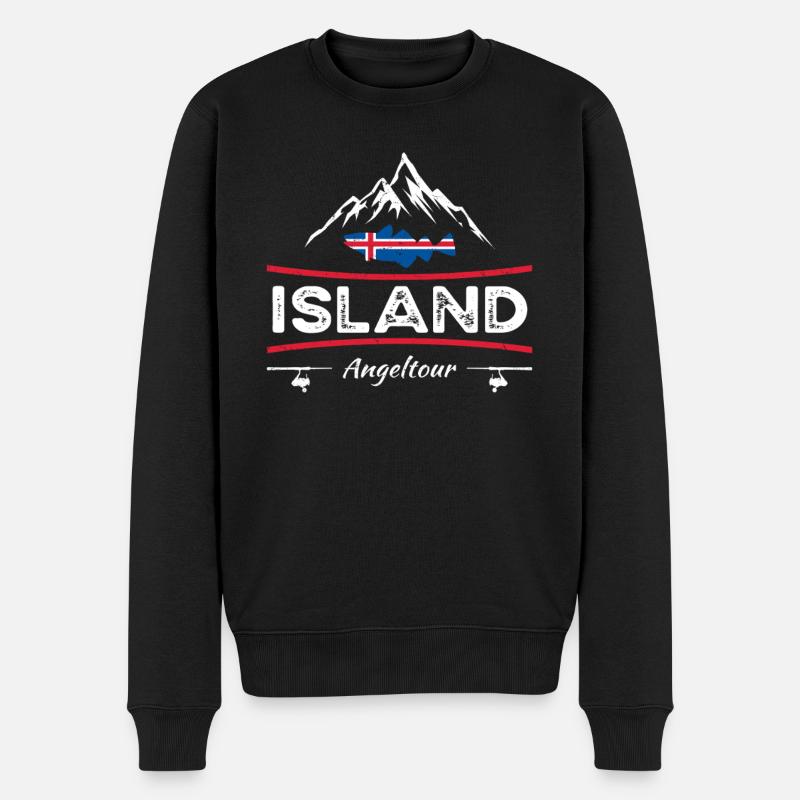 Island Angeltour - Männer Premium Bio Pullover - Schwarz