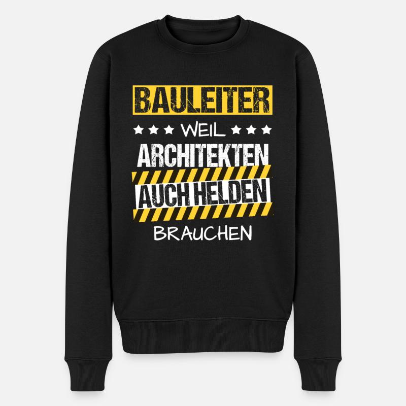 Bauleiter Held Bau Baustelle Architekt Beruf - Männer Premium Bio Pullover - Schwarz