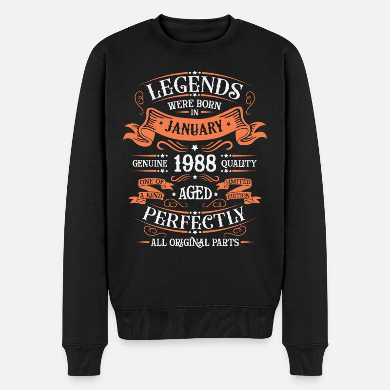 Die Legenden wurden im Januar 1988 geschenkt - Männer Premium Bio Pullover - Schwarz