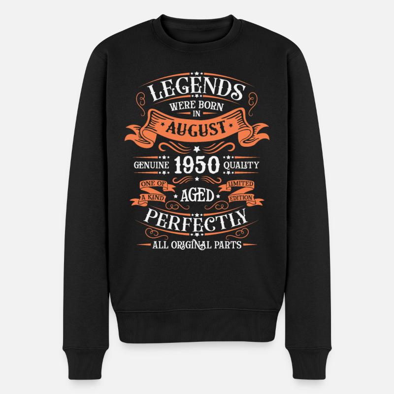 August 1950 Jubiläum 1950 Legenden August - Männer Premium Bio Pullover - Schwarz