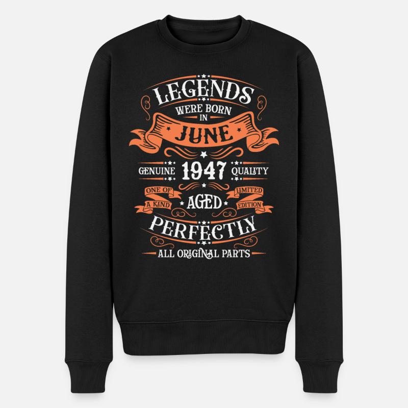 76. Geburtstag Juni Jahrgang 1947 Geschenkidee - Männer Premium Bio Pullover - Schwarz