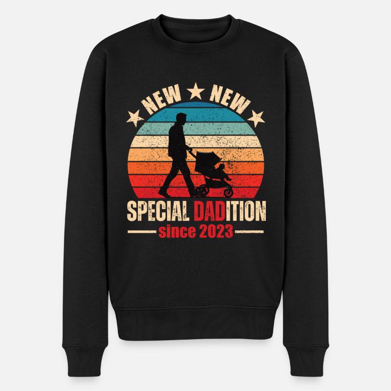 Papa 2023 Stolzer Vater Best Dad Vatertag Design - Männer Premium Bio Pullover - Schwarz