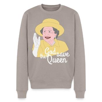 God save the Queen - Männer Premium Bio Pullover - Taupe - Vorne - Nico (187cm)