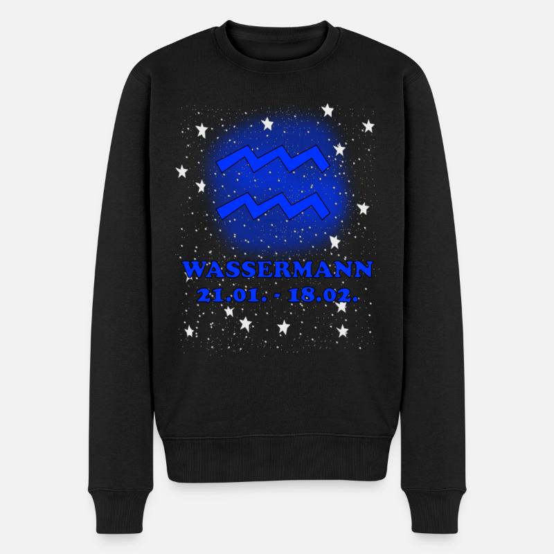 Wassermann Sternzeichen Symbol - Männer Premium Bio Pullover - Schwarz