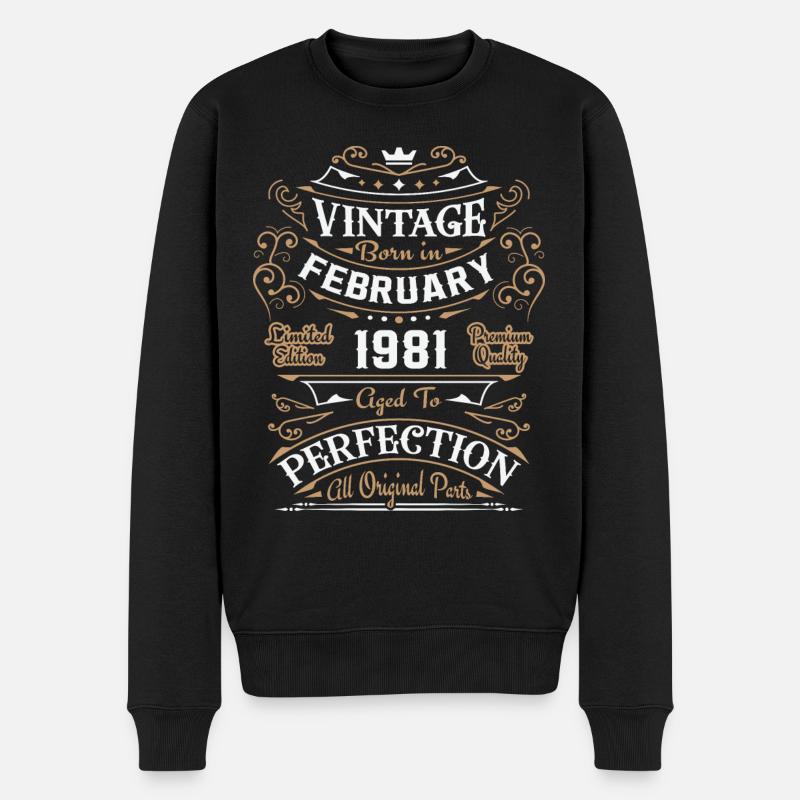 Vintage Février 1981, Rétro Cadeau D'anniversaire - Pull Premium bio Homme - noir