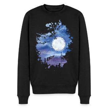 Mond - Männer Premium Bio Pullover - Schwarz - Vorne - Nico (187cm)