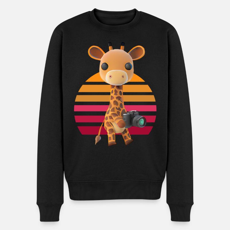 Fotografierende Safari Giraffe - Männer Premium Bio Pullover - Schwarz