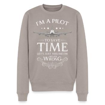 Airplane Airplane Jet Aerobatic Pilot - Men's Premium Organic Jumper - taupe - Front - Nico (187cm)