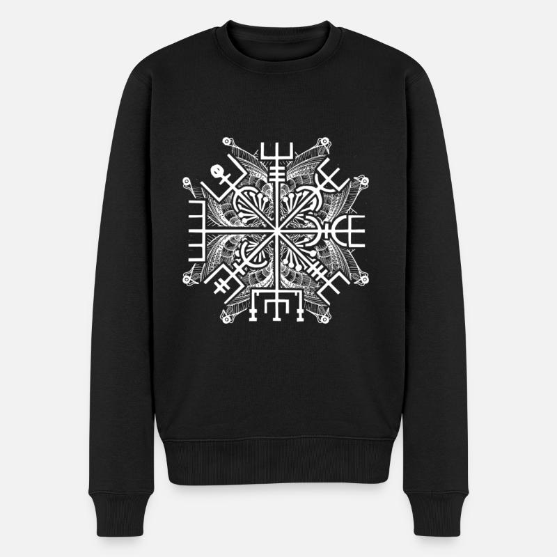Wegweiser RUNEN viking CELTIC - VEGVISIR - Männer Premium Bio Pullover - Schwarz