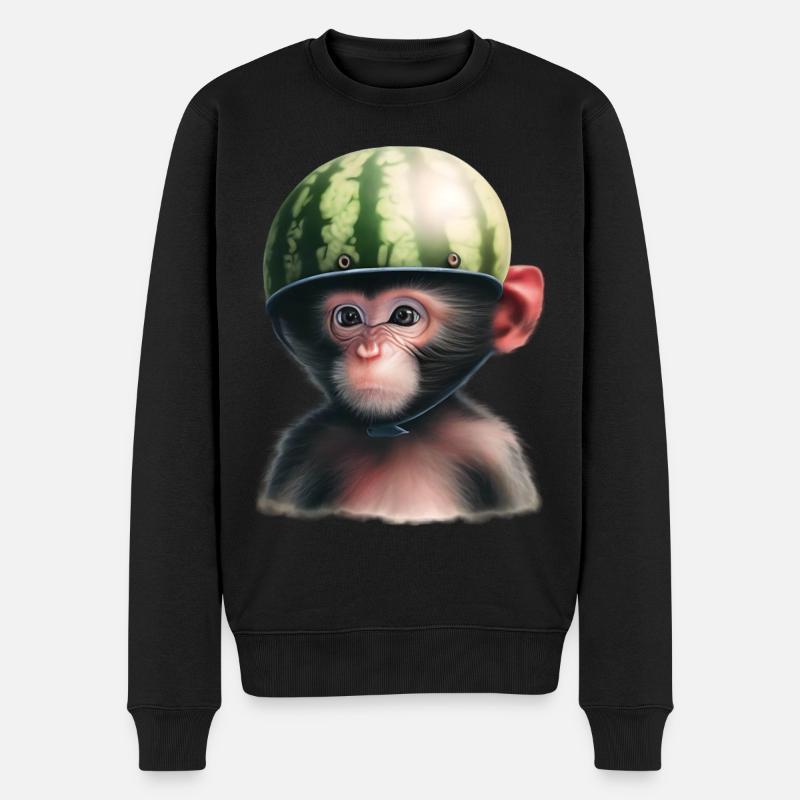 Singe à la pastèque - Pull Premium bio Homme - noir