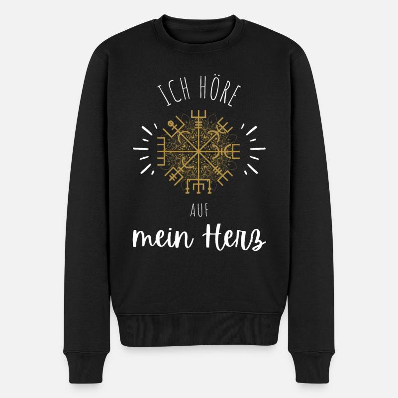 Wegweiser MOTIVATION - VEGVISIR - Männer Premium Bio Pullover - Schwarz