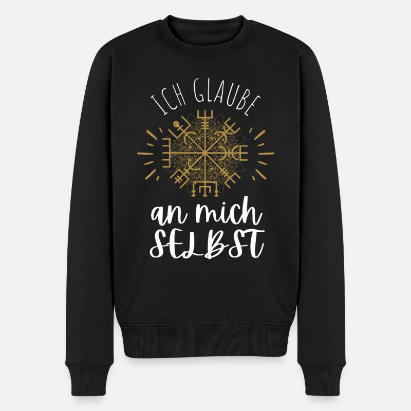 Wegweiser MOTIVATION - VEGVISIR - Männer Premium Bio Pullover - Schwarz