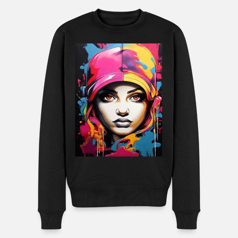 Graffiti-Stil2 - Männer Premium Bio Pullover - Schwarz