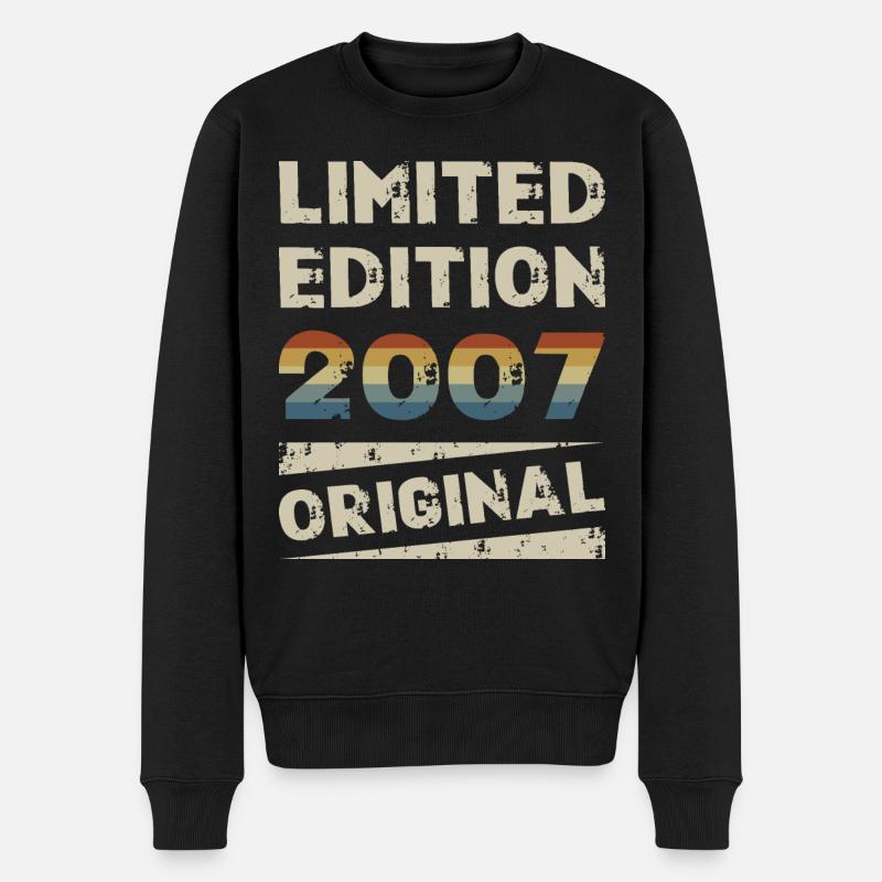Limited Edition Geburtstag Party Jahrgang 2007 - Männer Premium Bio Pullover - Schwarz