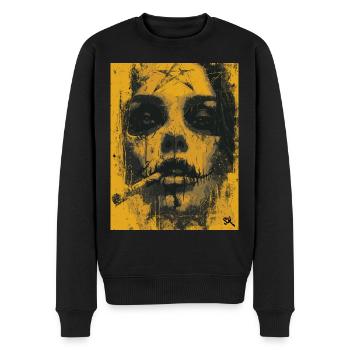 The Woman - Skull, Totenkopf, Pentagramm - Männer Premium Bio Pullover - Schwarz - Vorne - Nico (187cm)