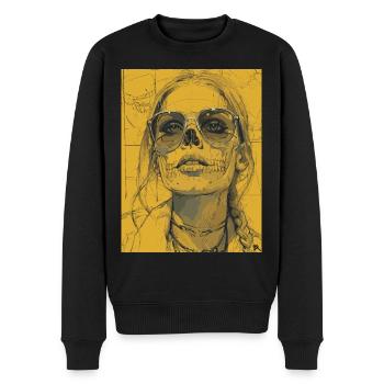 The Woman - Skull, Totenkopf, Pentagramm - Männer Premium Bio Pullover - Schwarz - Vorne - Nico (187cm)