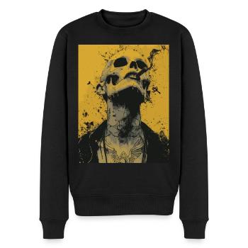 The Woman - Skull, Totenkopf, Pentagramm - Männer Premium Bio Pullover - Schwarz - Vorne - Nico (187cm)