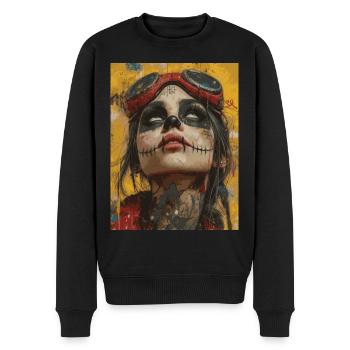 The Woman - Skull, Totenkopf, Pentagramm - Männer Premium Bio Pullover - Schwarz - Vorne - Nico (187cm)