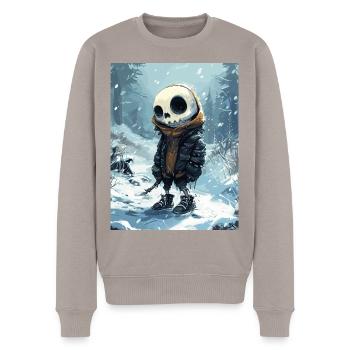 Skull in the snow - Totenkopf, Skelett - Männer Premium Bio Pullover - Taupe - Vorne - Nico (187cm)
