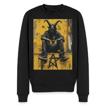 The Devil - Teufel, Horrormotiv - Männer Premium Bio Pullover - Schwarz - Vorne - Nico (187cm)