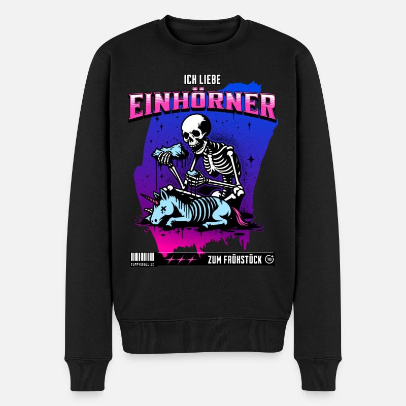 Anti-Unicorn Skull // Ich liebe Einhörner FS0232 - Männer Premium Bio Pullover - Schwarz