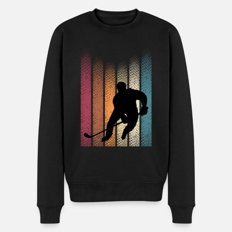 Retro Eishockey - Männer Premium Bio Pullover - Schwarz