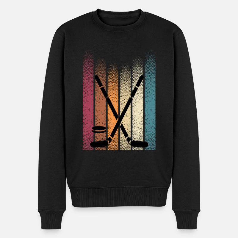 Retro Eishockey - Männer Premium Bio Pullover - Schwarz