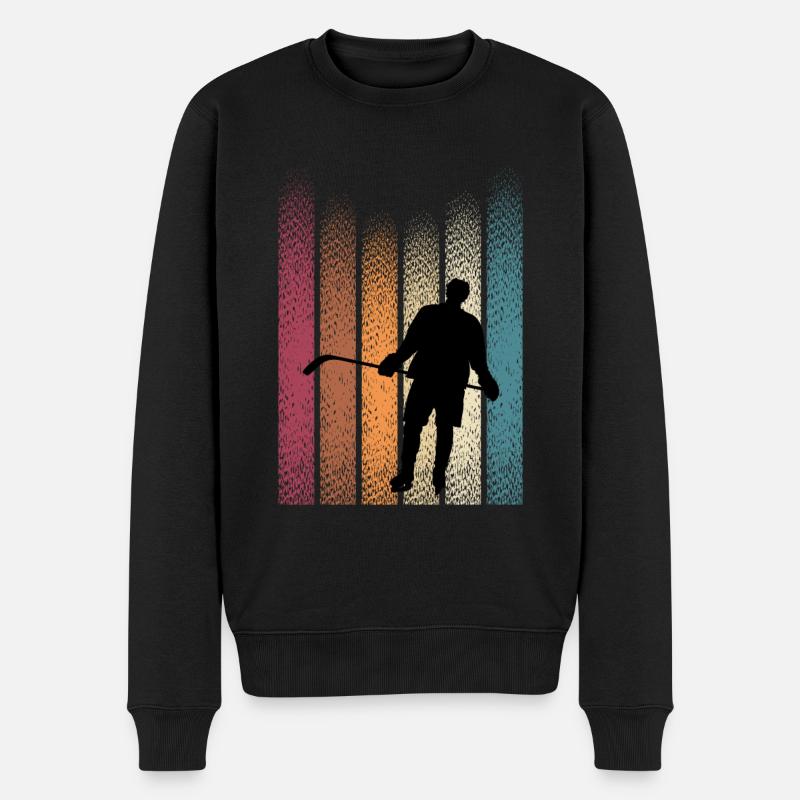 Retro Eishockey - Männer Premium Bio Pullover - Schwarz