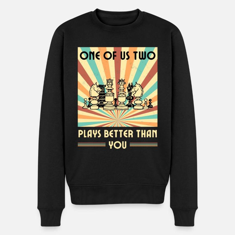 Einer von uns beiden spielt besser als du Schach - Männer Premium Bio Pullover - Schwarz