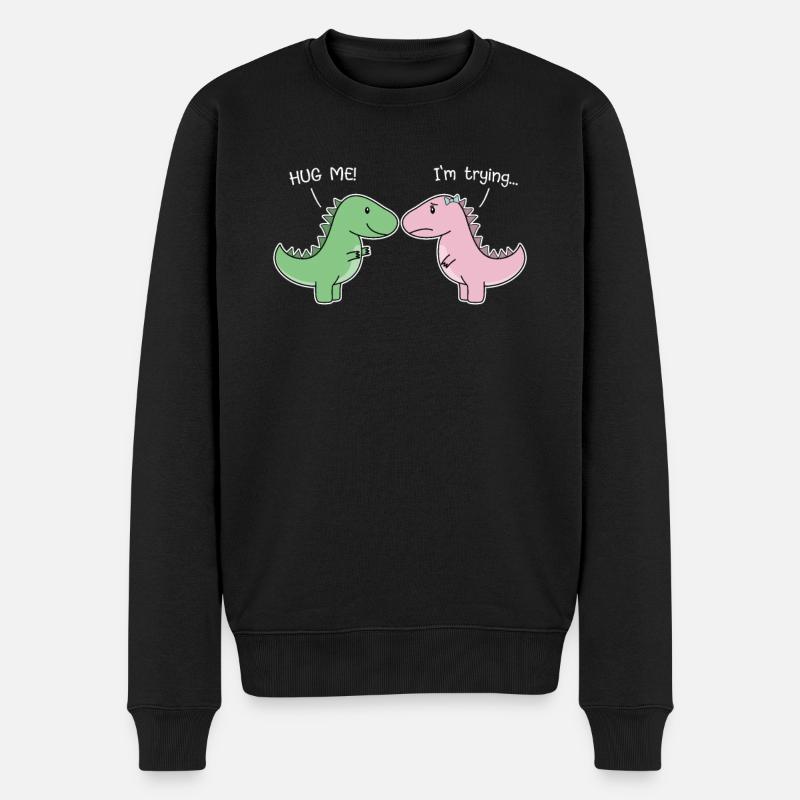 T-Rex drôle de la Saint-Valentin - étreignez-moi! j'essaie - Pull Premium bio Homme - noir