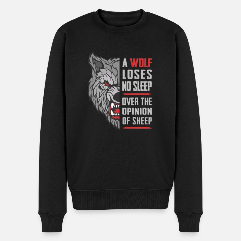 Wolf Motivation Spruch Geschenk - Männer Premium Bio Pullover - Schwarz