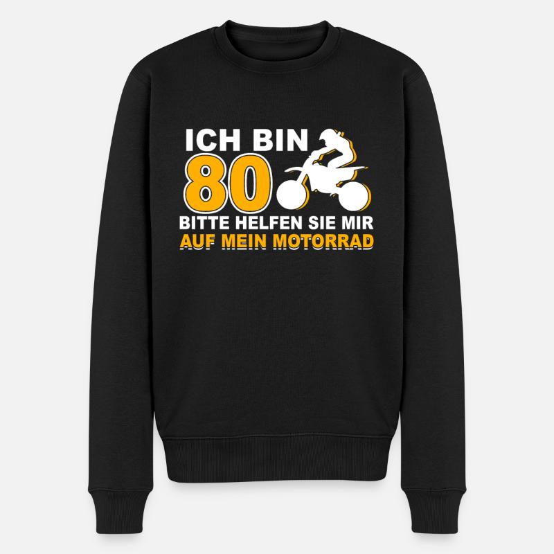 Ich bin 80 Jahre Motorrad 80 Geburtstag Geschenk - Männer Premium Bio Pullover - Schwarz