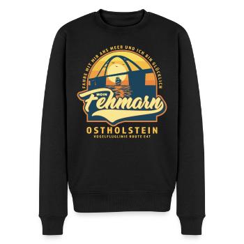 Fehmarn - Vogelfluglinie E47 - Männer Premium Bio Pullover - Schwarz - Vorne - Nico (187cm)