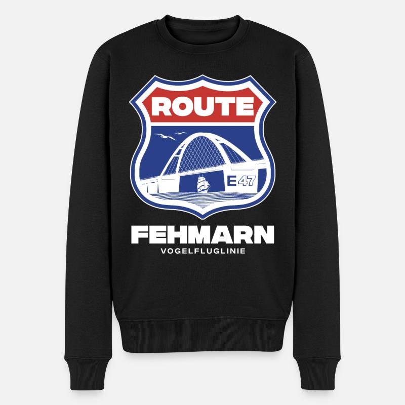 Fehmarn Route E47 - Männer Premium Bio Pullover - Schwarz