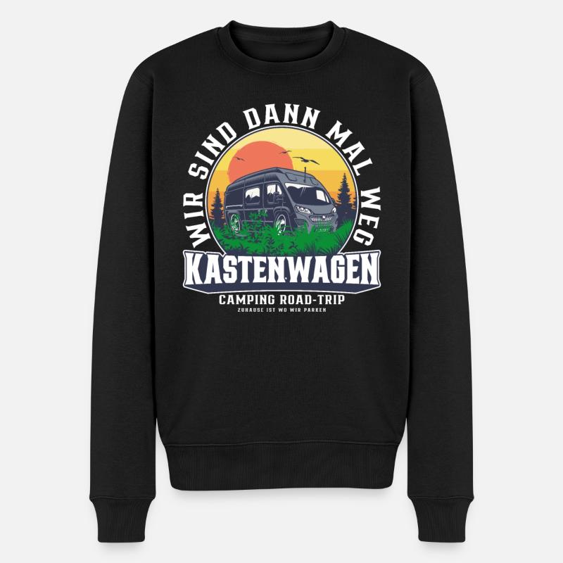 Kastenwagen Camping Road-Trip - Männer Premium Bio Pullover - Schwarz
