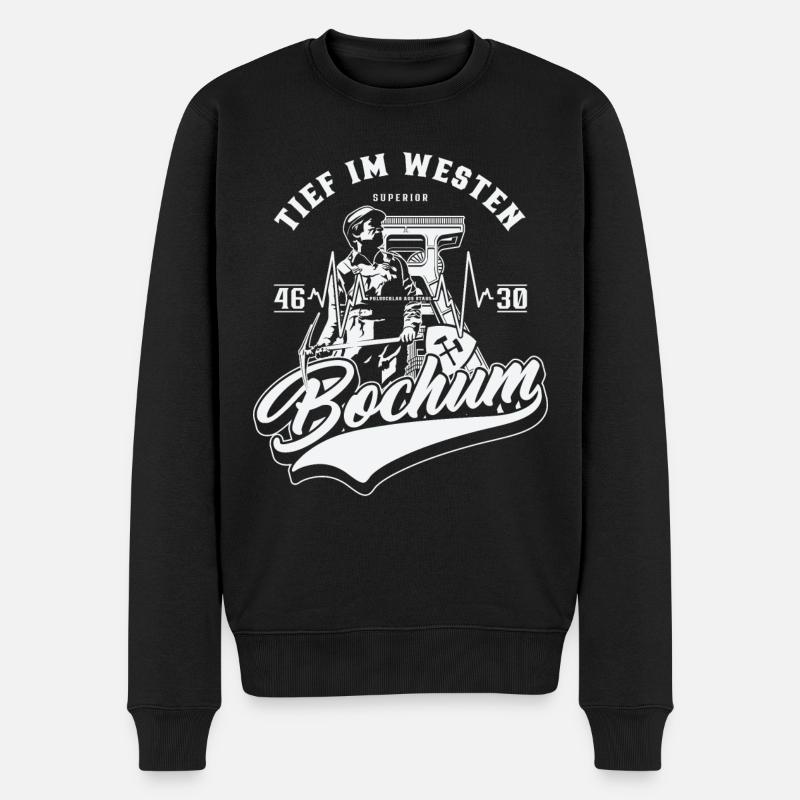 Bochum - Förderturm und Steiger - Männer Premium Bio Pullover - Schwarz