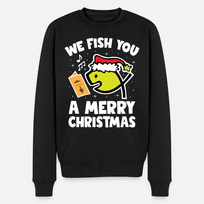 We Fish You A Merry Christmas - Männer Premium Bio Pullover - Schwarz