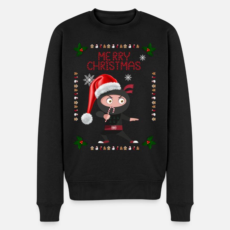 NINJA XMAS - Männer Premium Bio Pullover - Schwarz