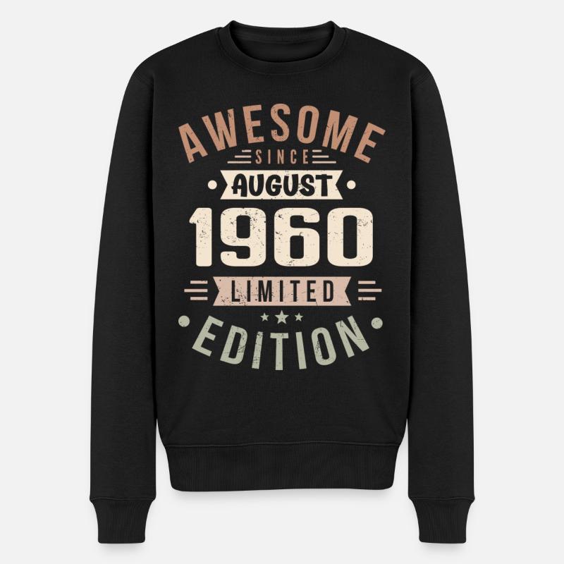 August 1960 Geburtstag im August 1960 Vintage 1960 - Männer Premium Bio Pullover - Schwarz