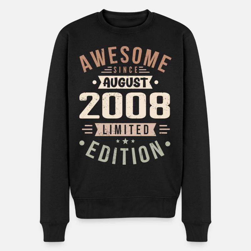 August 2008 Geburtstag im August 2008 Vintage 2008 - Männer Premium Bio Pullover - Schwarz