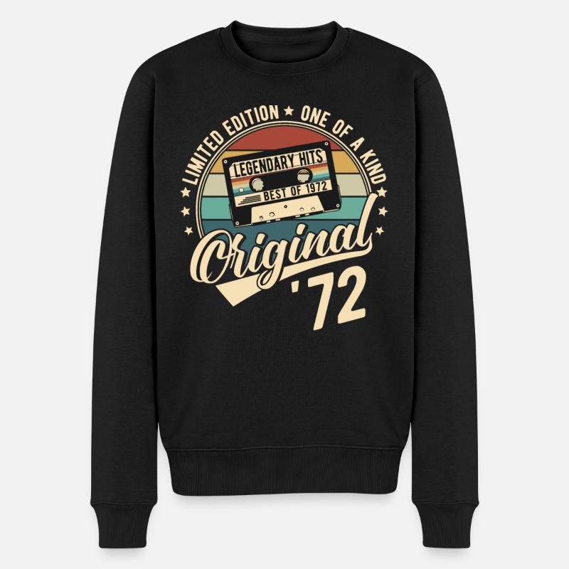 Original 1972 Vintage Geburtstag Retro Geschenk - Männer Premium Bio Pullover - Schwarz