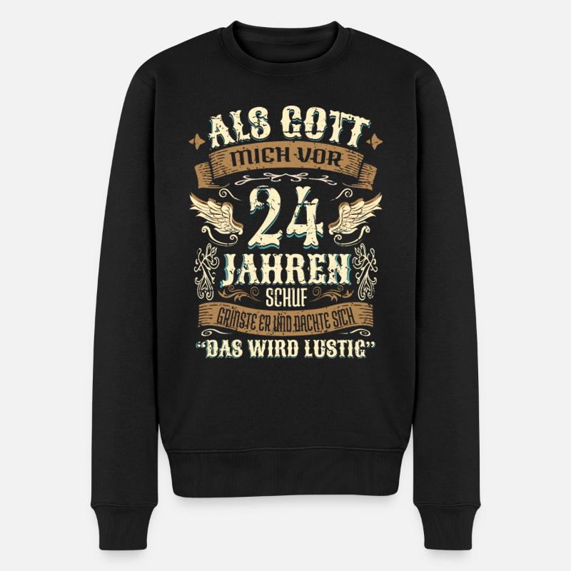 24 Geschenk Geburtstag Jahre Lustig Spruch - Männer Premium Bio Pullover - Schwarz