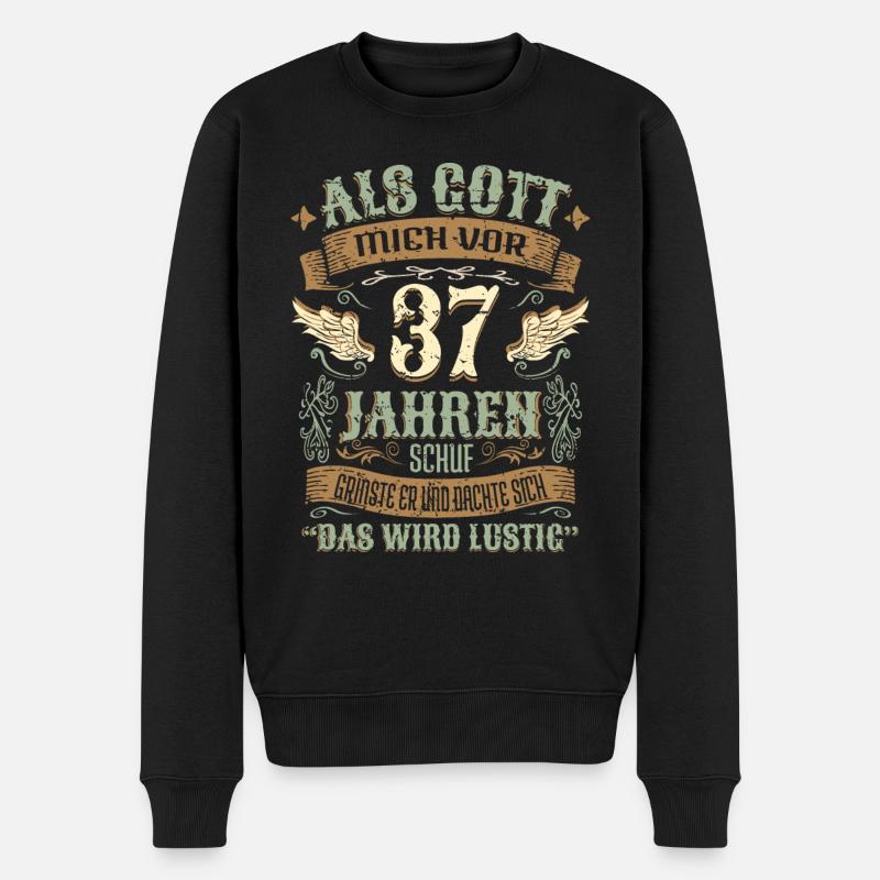 37 Geburtstag Geschenk Jahre Geburtstagsgeschenk - Männer Premium Bio Pullover - Schwarz